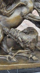 Elk Reindeer Attacked by Hunting Dogs Bronze Barye 14" x 16"