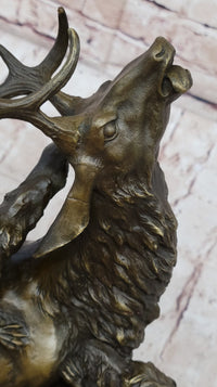 Elk Reindeer Attacked by Hunting Dogs Bronze Barye 14" x 16"