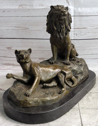Male and Female Lions African Lion Safari Bronze Sculpture