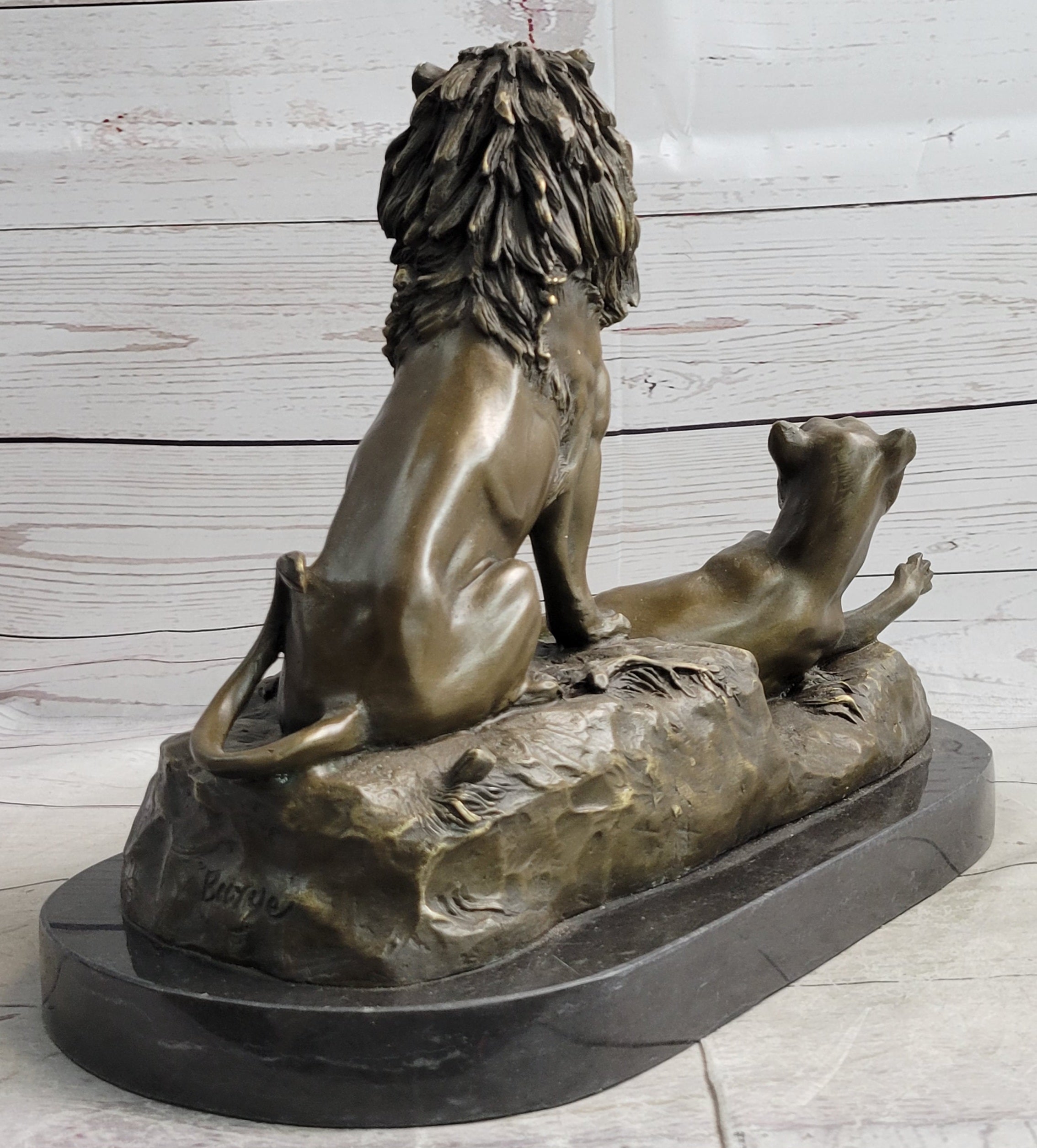 Male and Female Lions African Lion Safari Bronze Sculpture