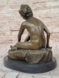 Bronze Boy Playing with Turtle on Marble Base by Carpeaux