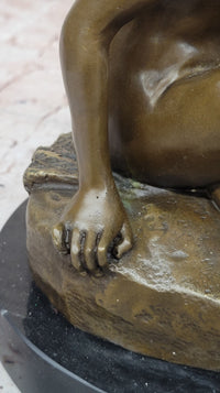 Bronze Boy Playing with Turtle on Marble Base by Carpeaux