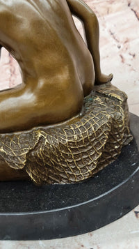 Bronze Boy Playing with Turtle on Marble Base by Carpeaux