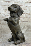 Hot Cast Bronze Puppy Dog Begging Signed Art Sculpture