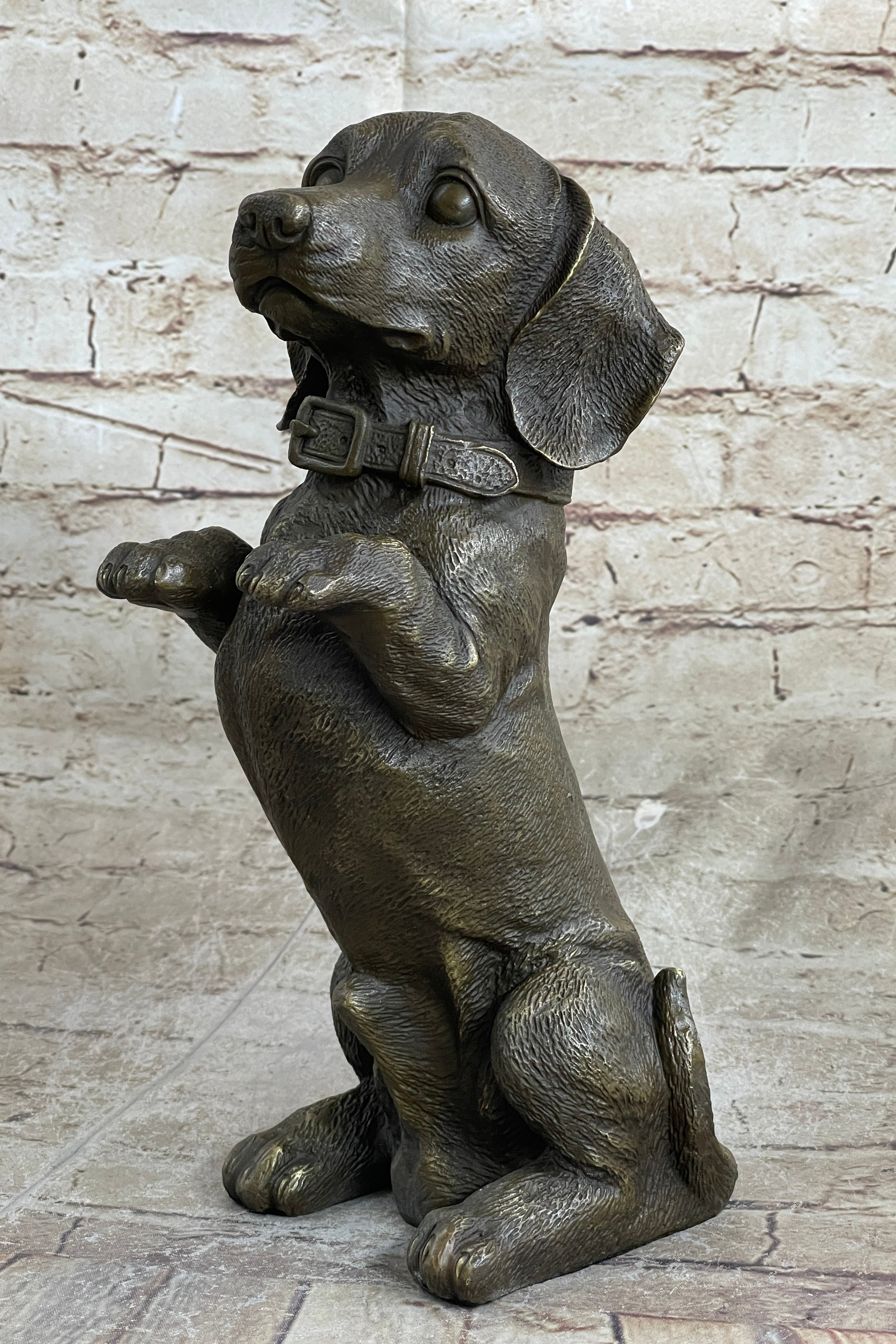 Hot Cast Bronze Puppy Dog Begging Signed Art Sculpture