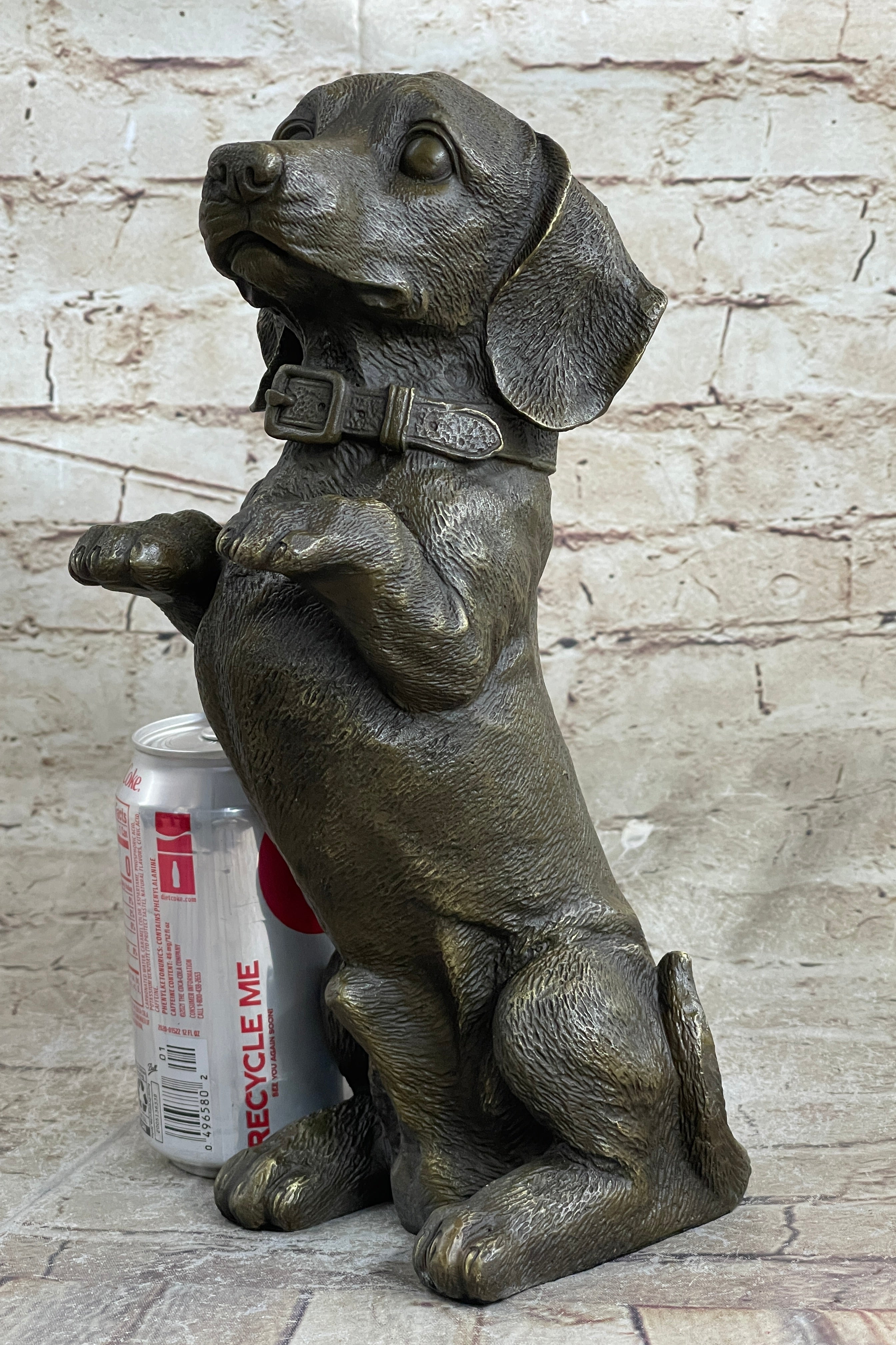 Hot Cast Bronze Puppy Dog Begging Signed Art Sculpture