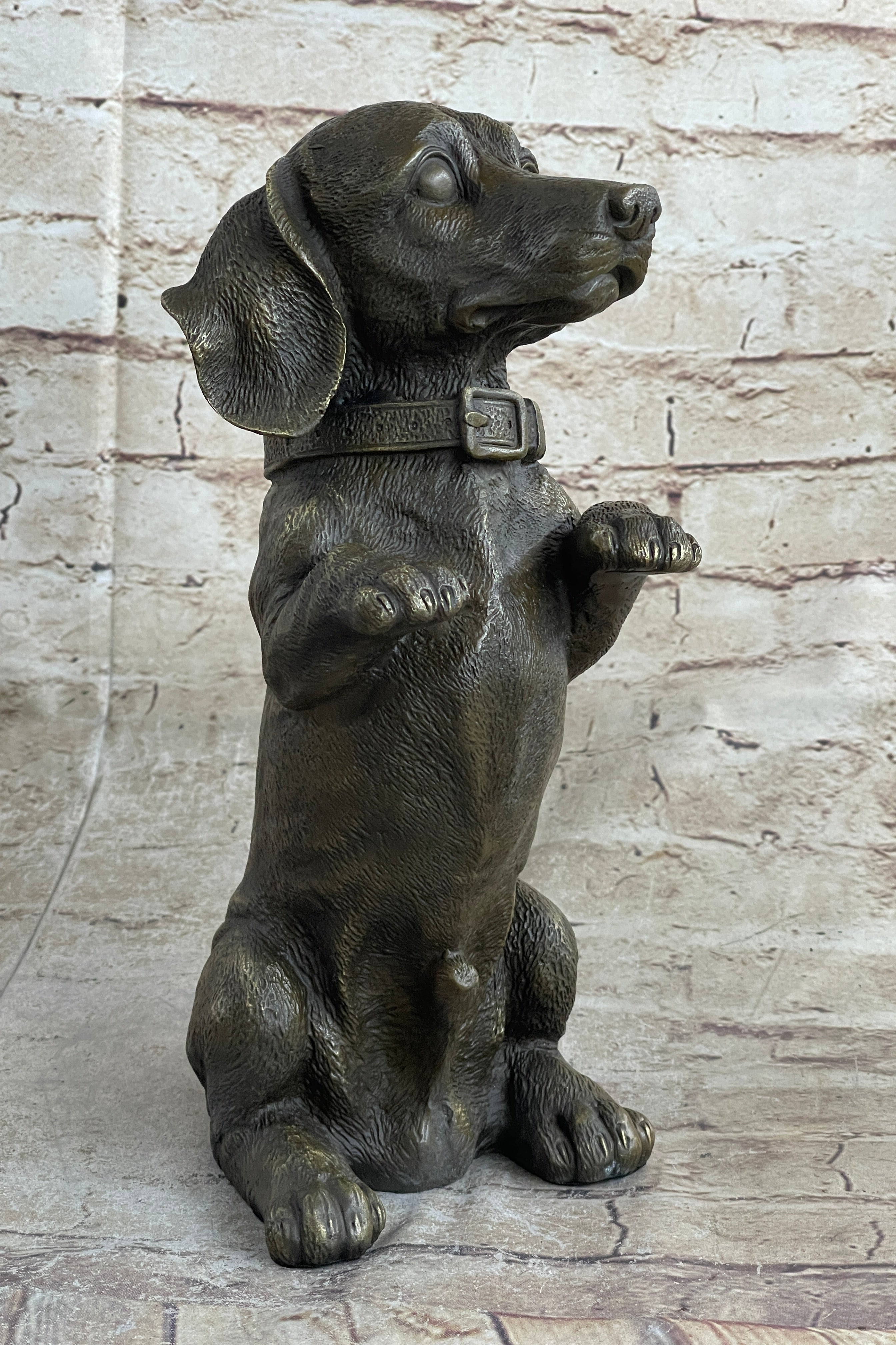 Hot Cast Bronze Puppy Dog Begging Signed Art Sculpture