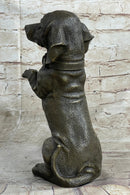 Hot Cast Bronze Puppy Dog Begging Signed Art Sculpture