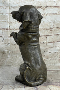 Hot Cast Bronze Puppy Dog Begging Signed Art Sculpture