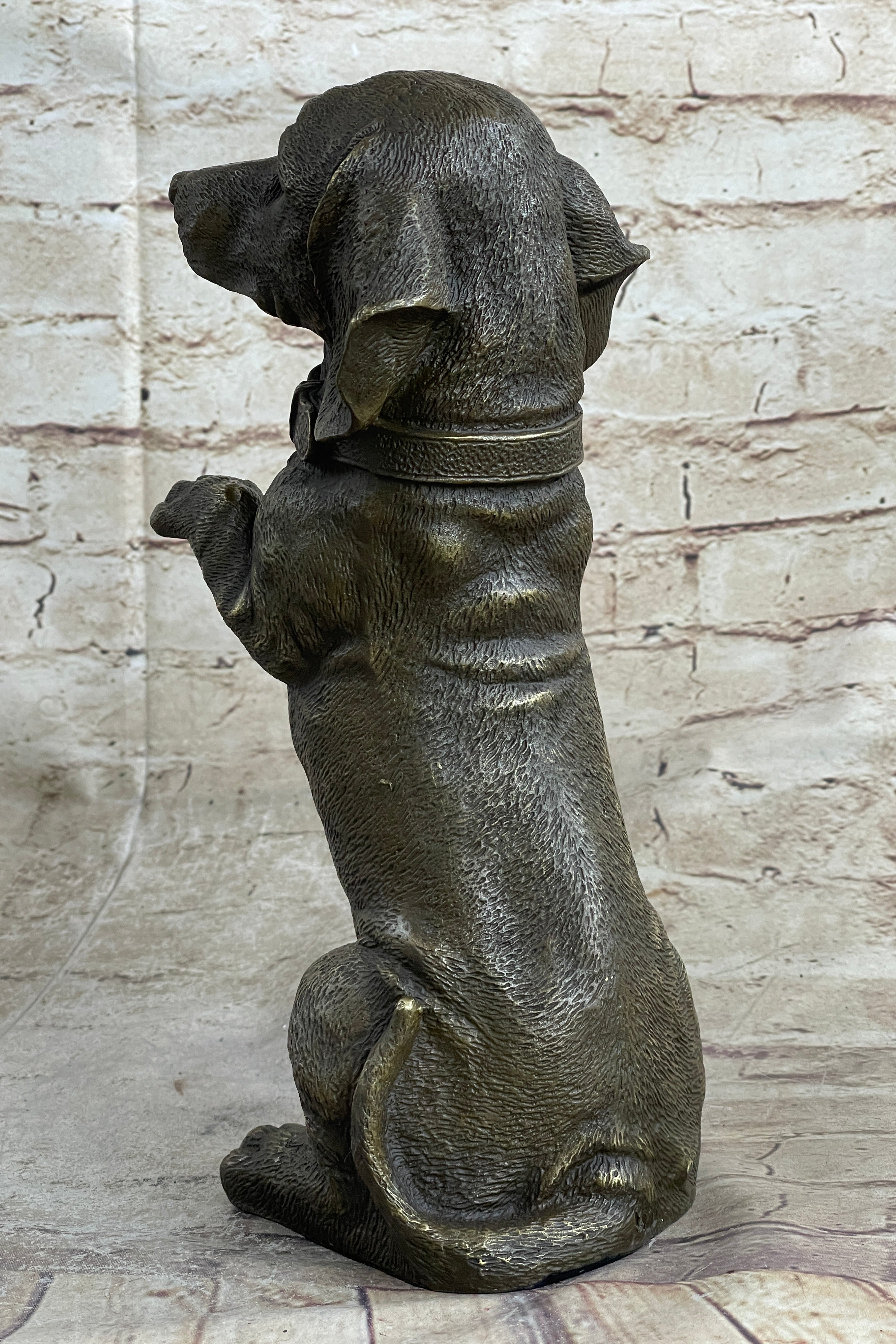 Hot Cast Bronze Puppy Dog Begging Signed Art Sculpture