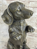 Hot Cast Bronze Puppy Dog Begging Signed Art Sculpture