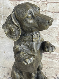 Hot Cast Bronze Puppy Dog Begging Signed Art Sculpture