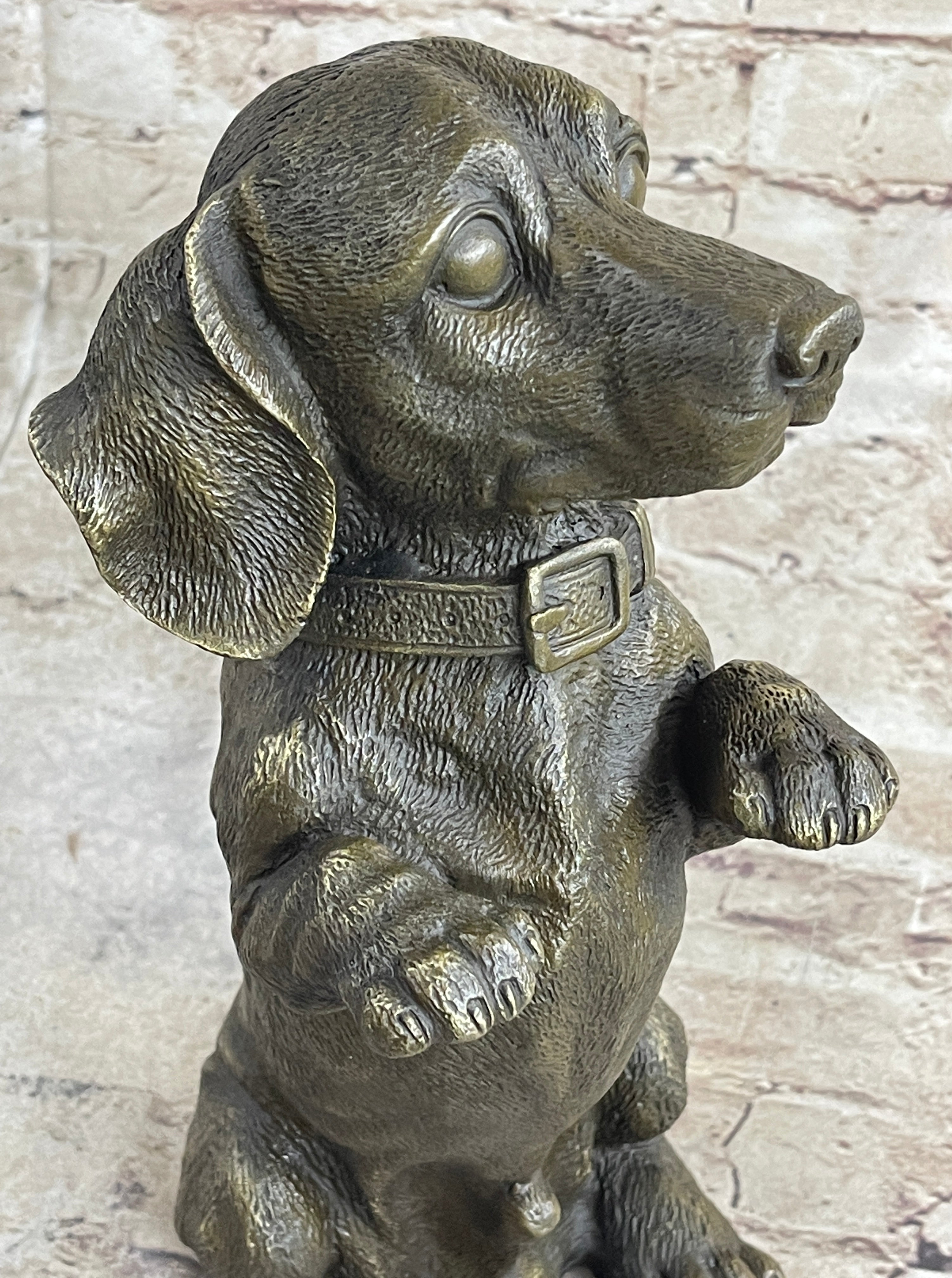 Hot Cast Bronze Puppy Dog Begging Signed Art Sculpture