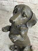 Hot Cast Bronze Puppy Dog Begging Signed Art Sculpture
