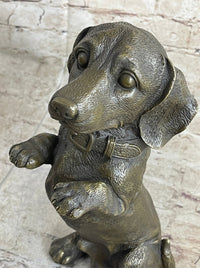 Hot Cast Bronze Puppy Dog Begging Signed Art Sculpture