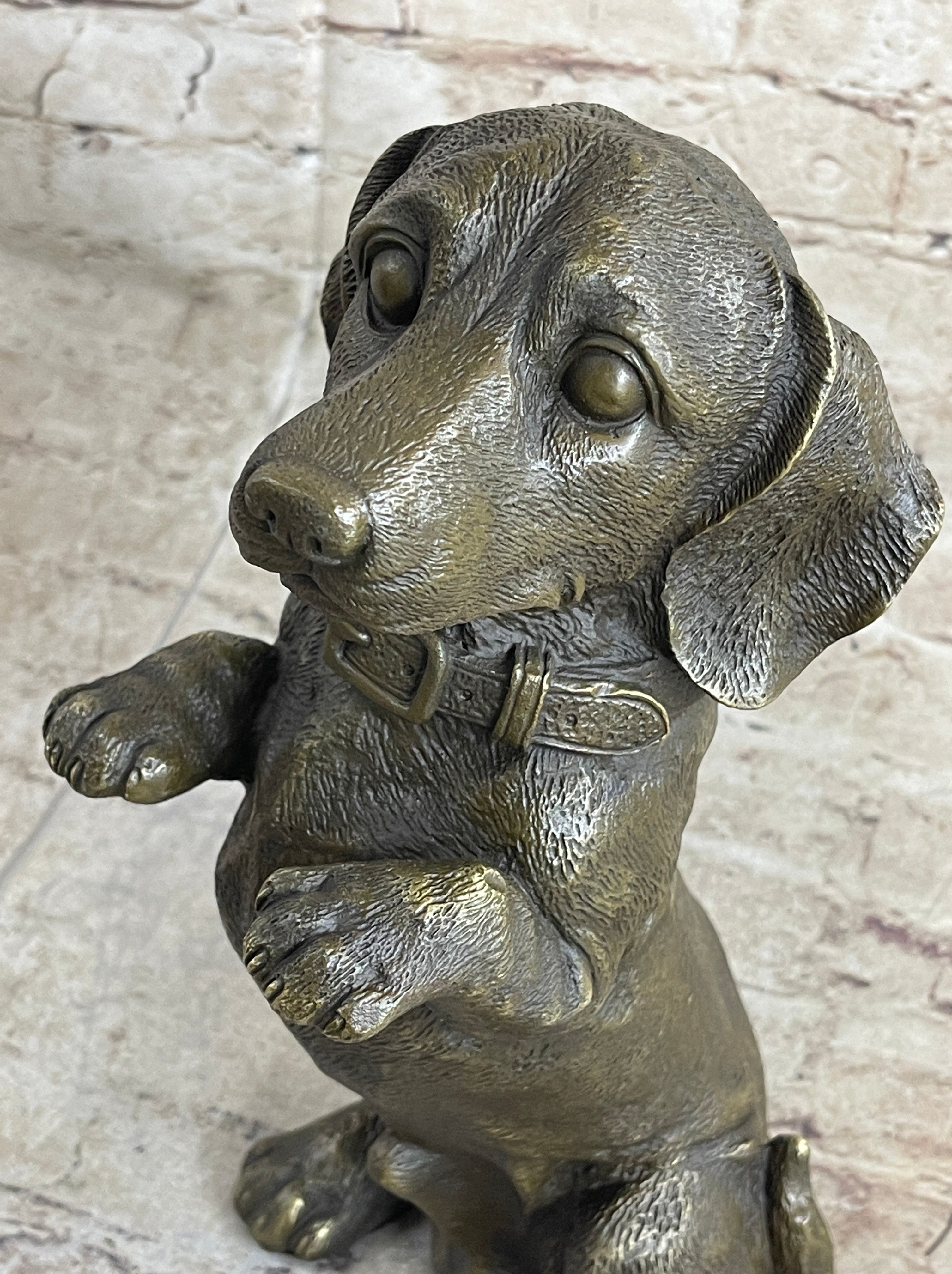 Hot Cast Bronze Puppy Dog Begging Signed Art Sculpture