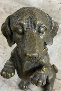 Hot Cast Bronze Puppy Dog Begging Signed Art Sculpture