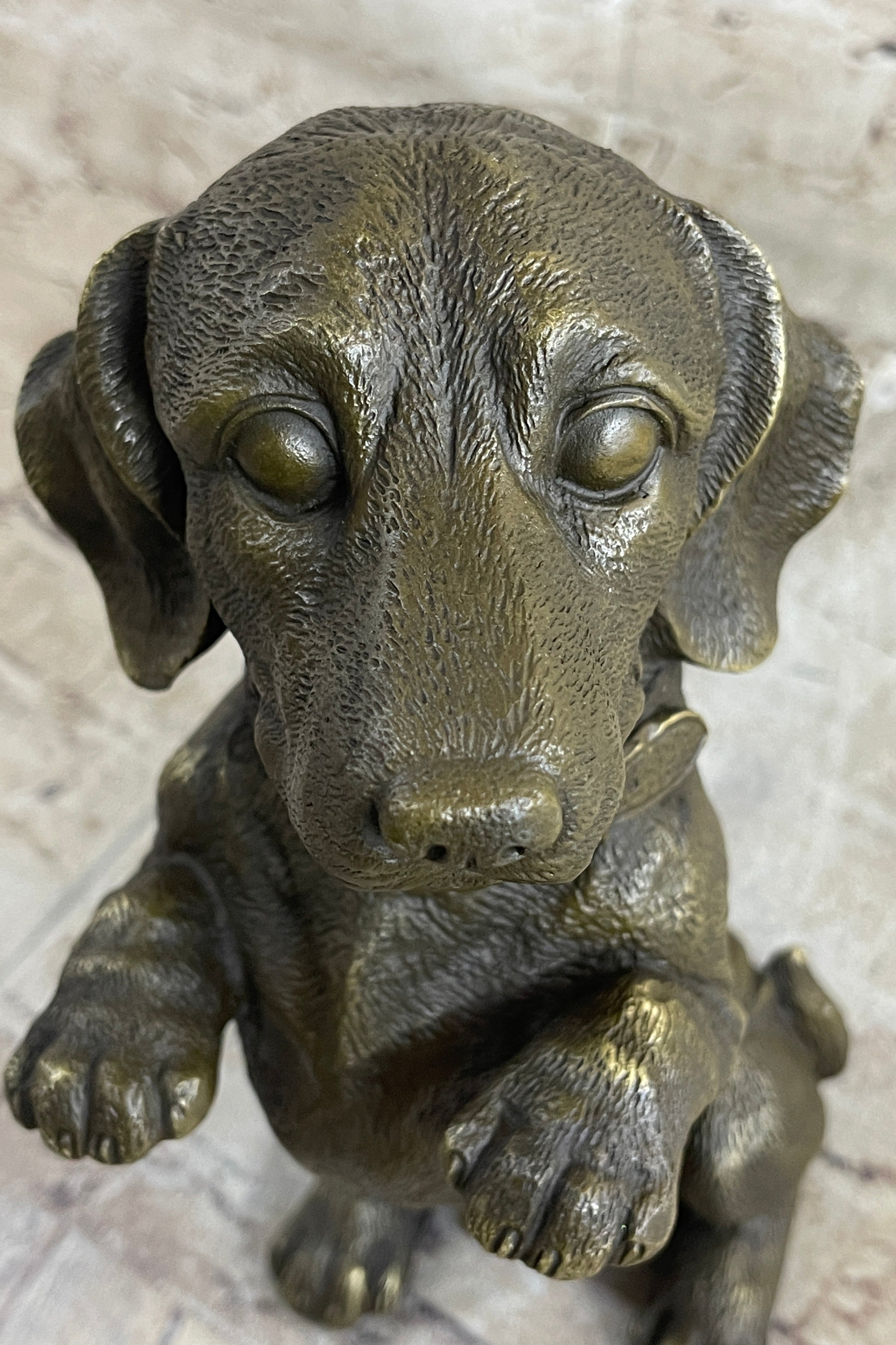 Hot Cast Bronze Puppy Dog Begging Signed Art Sculpture