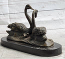 Pair of Swans Romantic Love Bronze Sculpture Signed Milo