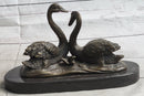 Pair of Swans Romantic Love Bronze Sculpture Signed Milo