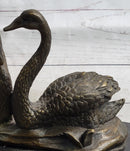 Pair of Swans Romantic Love Bronze Sculpture Signed Milo