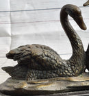 Pair of Swans Romantic Love Bronze Sculpture Signed Milo