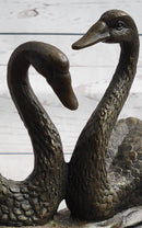 Pair of Swans Romantic Love Bronze Sculpture Signed Milo
