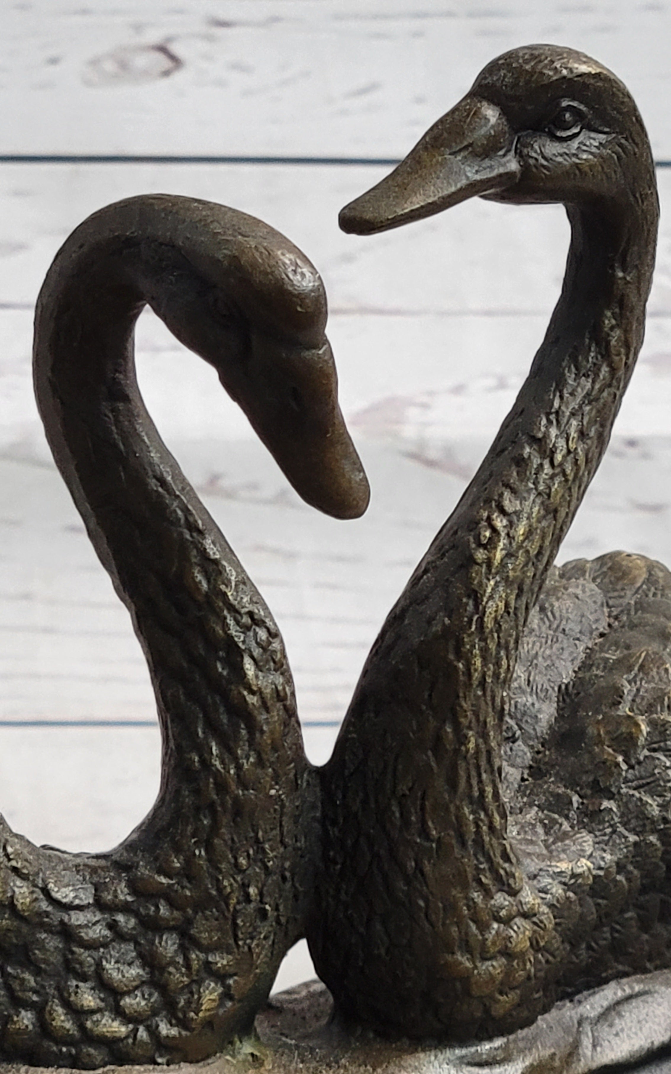 Pair of Swans Romantic Love Bronze Sculpture Signed Milo