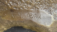 Bronze Classical Woman Sculpture – Lady Leaning on Column