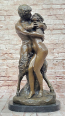Nymph Girl Kissing Faun Satyr Greek Mythology Nude Sculpture Dalou