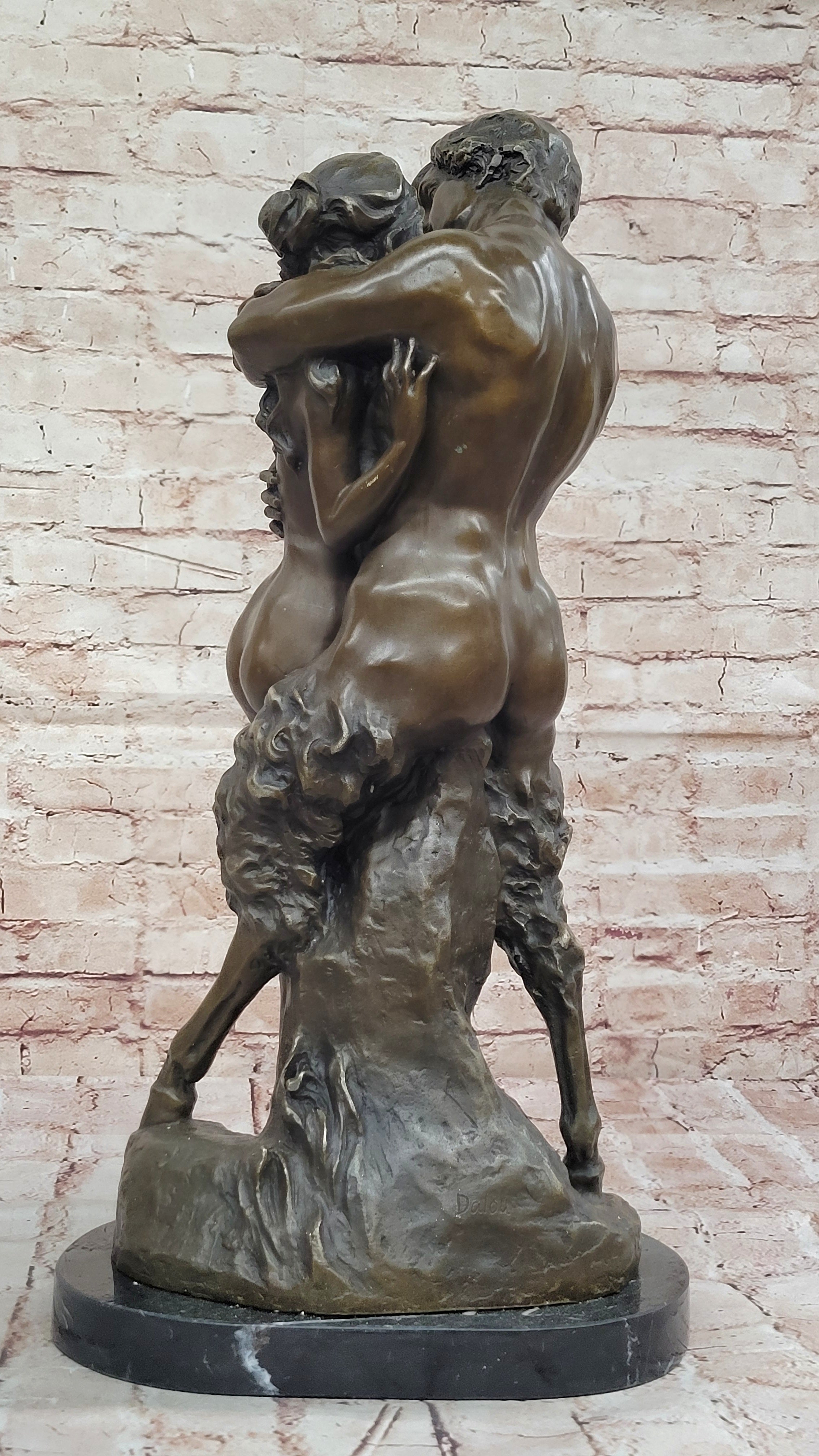 Nymph Girl Kissing Faun Satyr Greek Mythology Nude Sculpture Dalou