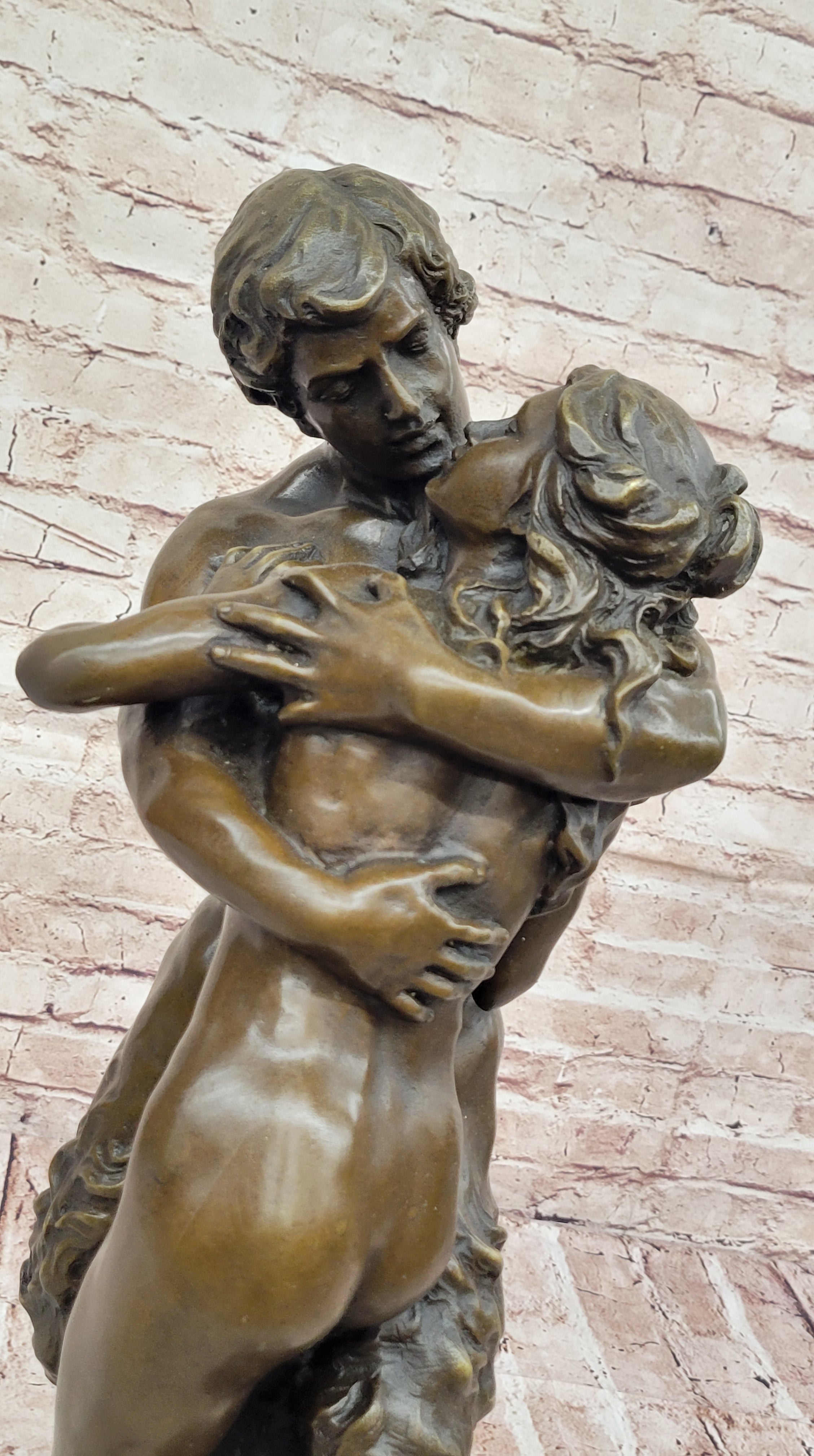 Nymph Girl Kissing Faun Satyr Greek Mythology Nude Sculpture Dalou