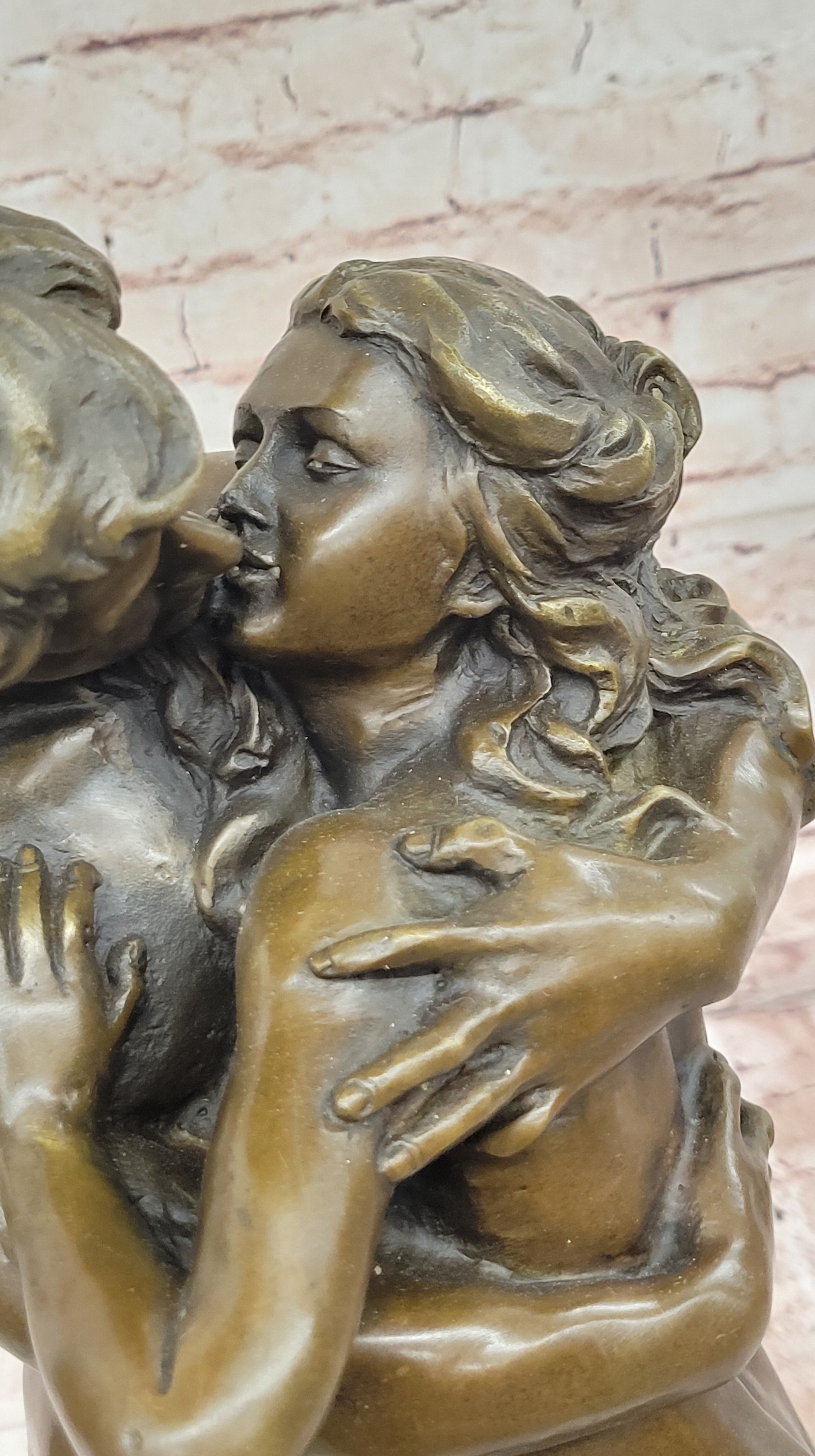 Nymph Girl Kissing Faun Satyr Greek Mythology Nude Sculpture Dalou