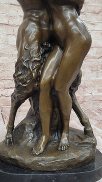 Nymph Girl Kissing Faun Satyr Greek Mythology Nude Sculpture Dalou