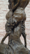 Nymph Girl Kissing Faun Satyr Greek Mythology Nude Sculpture Dalou