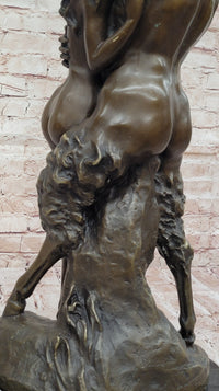 Nymph Girl Kissing Faun Satyr Greek Mythology Nude Sculpture Dalou