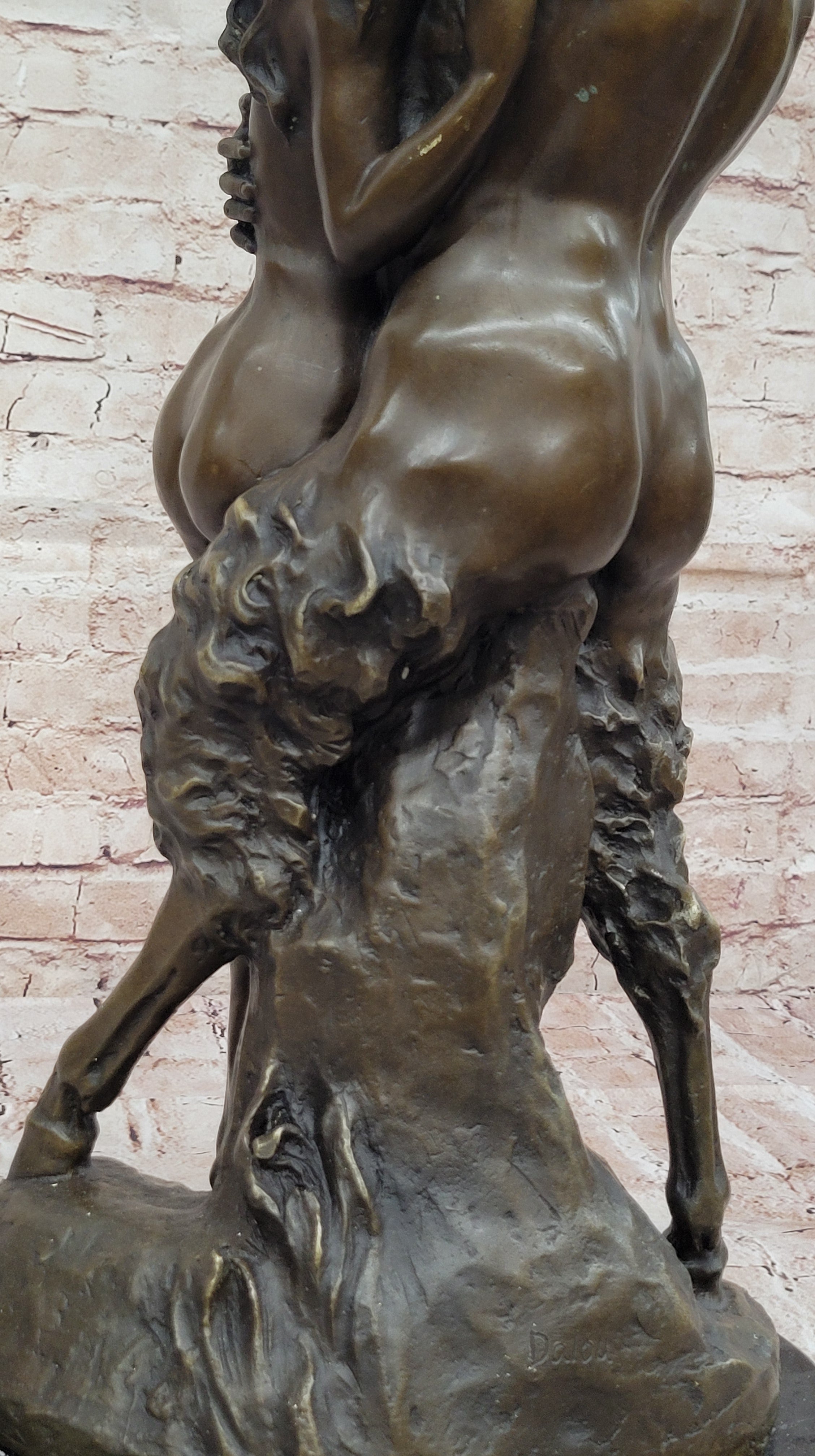 Nymph Girl Kissing Faun Satyr Greek Mythology Nude Sculpture Dalou