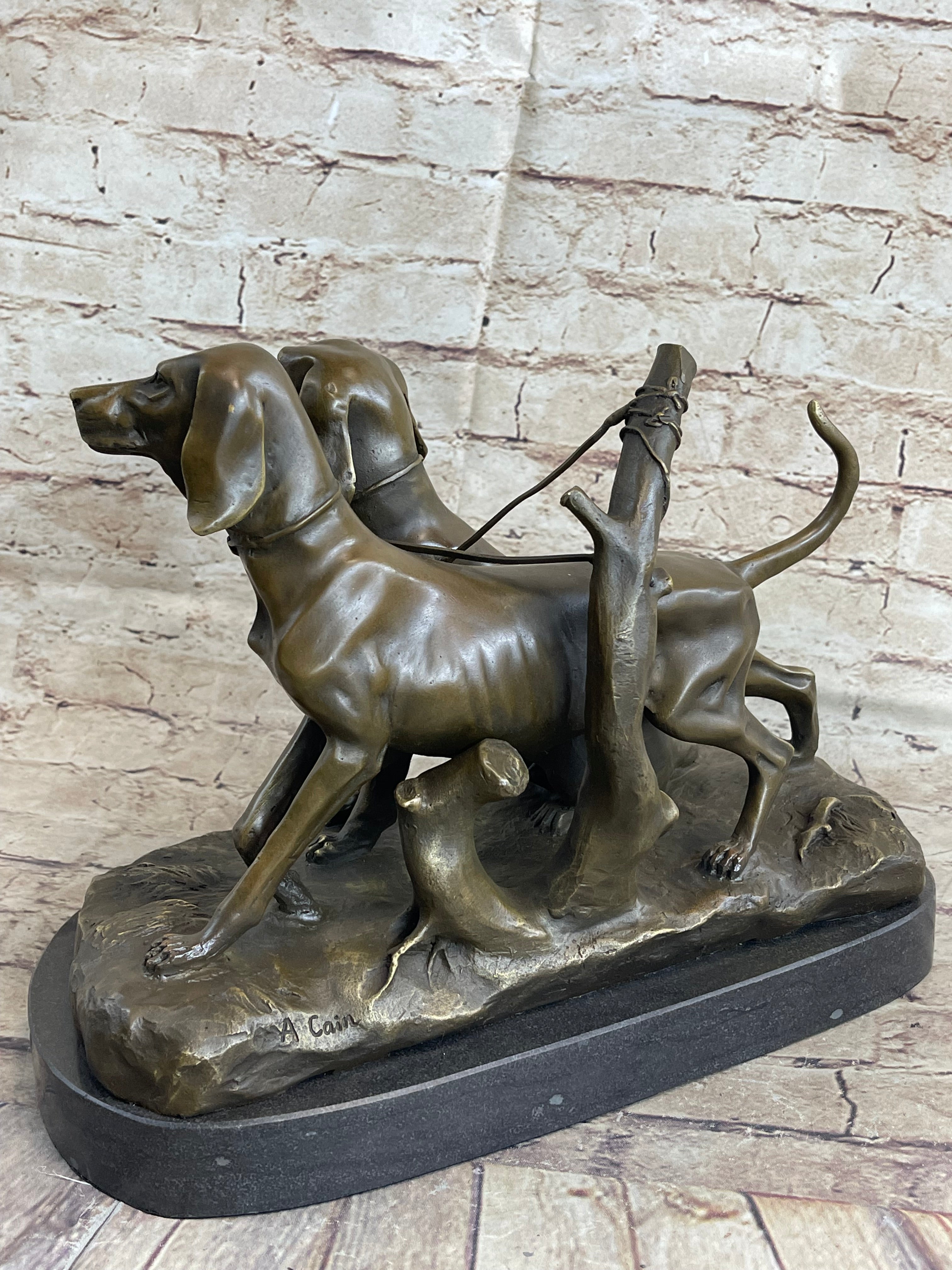 Large Vizsla Dog Bronze Marble Sculpture by Debut