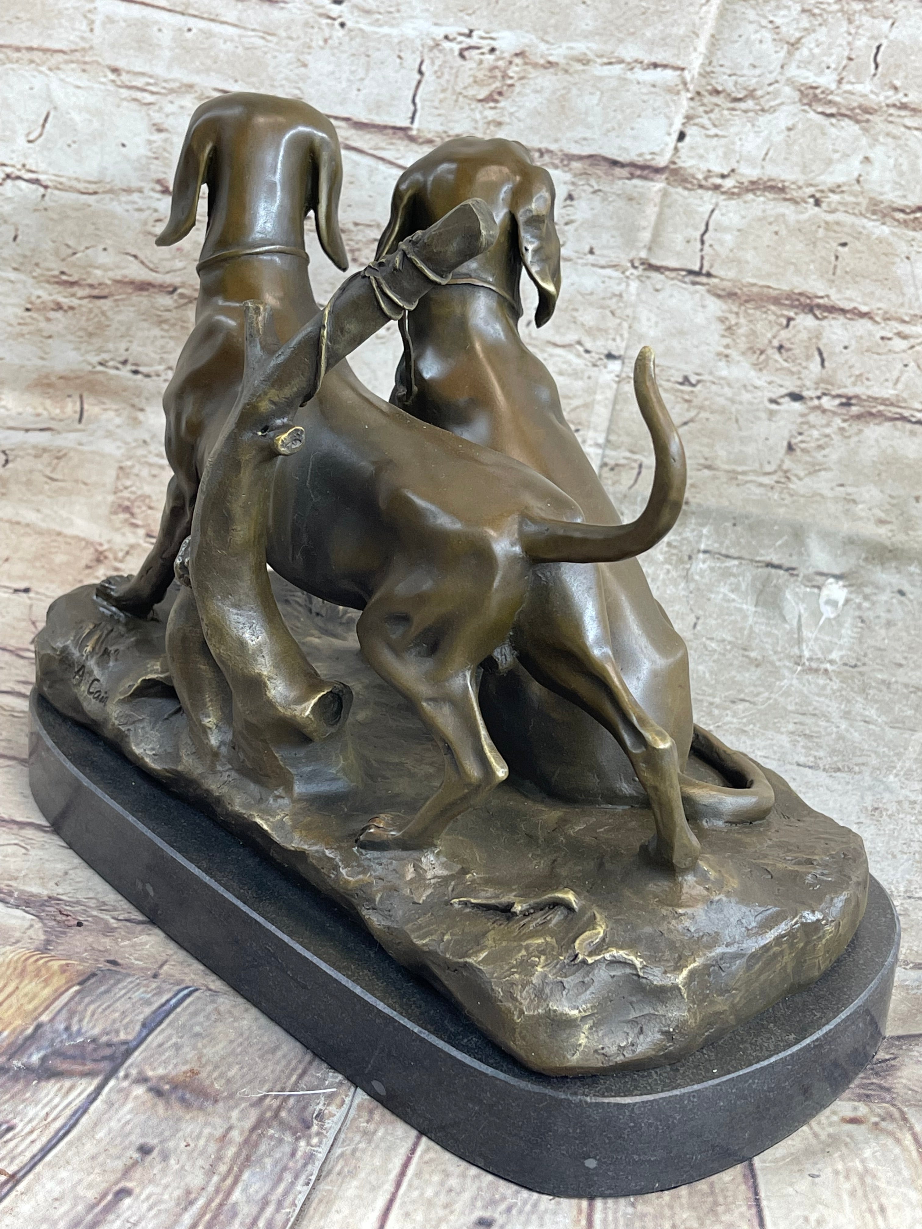 Large Vizsla Dog Bronze Marble Sculpture by Debut