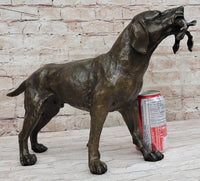Signed Truffot Hunting Dog With Dead Bird Bronze Art Deco