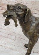 Signed Truffot Hunting Dog With Dead Bird Bronze Art Deco