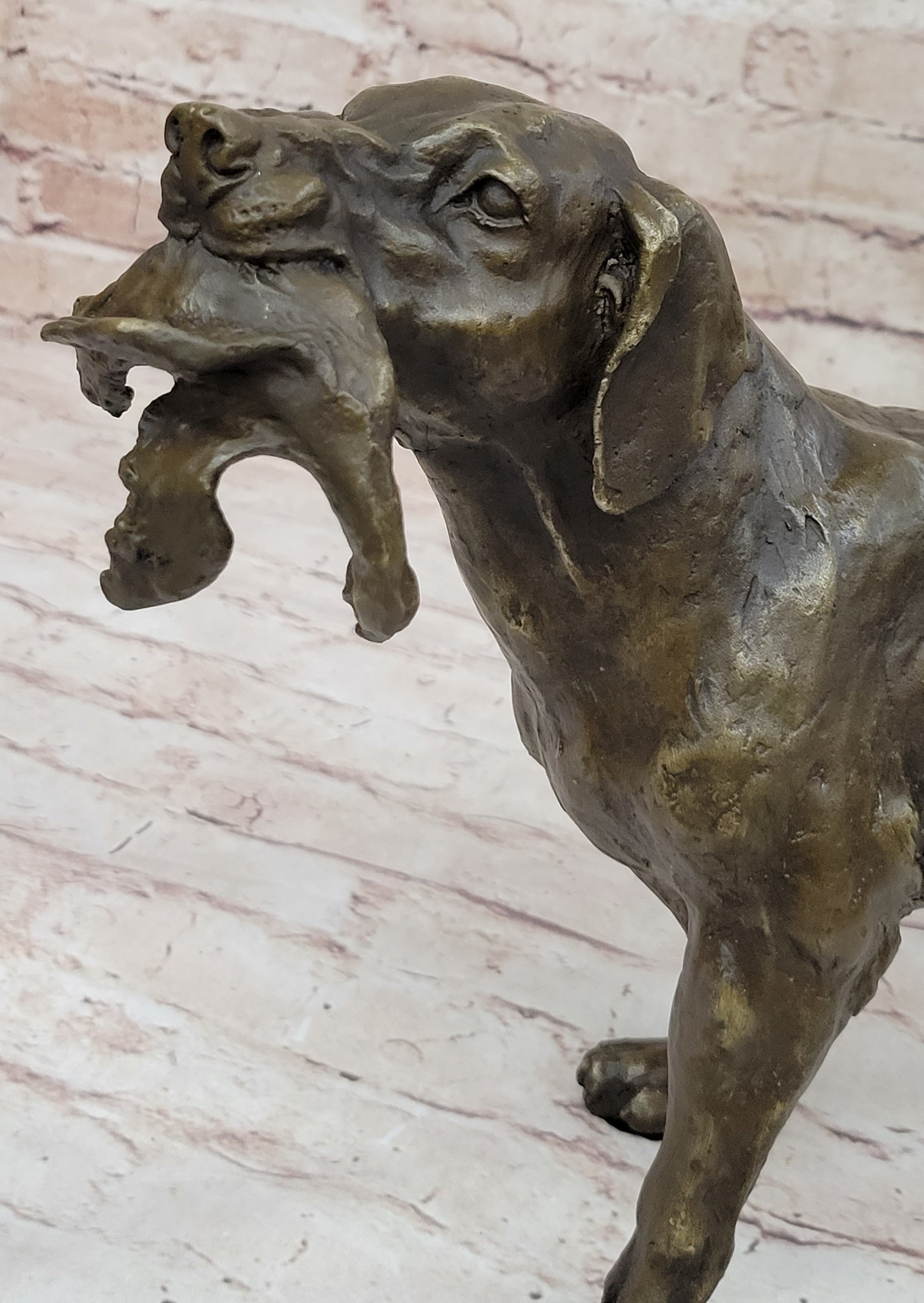 Signed Truffot Hunting Dog With Dead Bird Bronze Art Deco