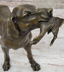 Signed Truffot Hunting Dog With Dead Bird Bronze Art Deco