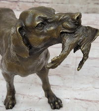 Signed Truffot Hunting Dog With Dead Bird Bronze Art Deco