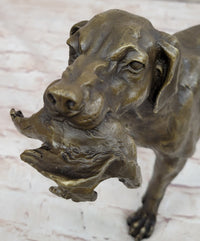 Signed Truffot Hunting Dog With Dead Bird Bronze Art Deco