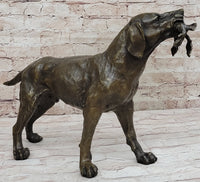 Signed Truffot Hunting Dog With Dead Bird Bronze Art Deco