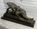 Nude Woman with Baby & Eagle Bird Bronze Sculpture Statue Decor Signed Truffot on Marble Base