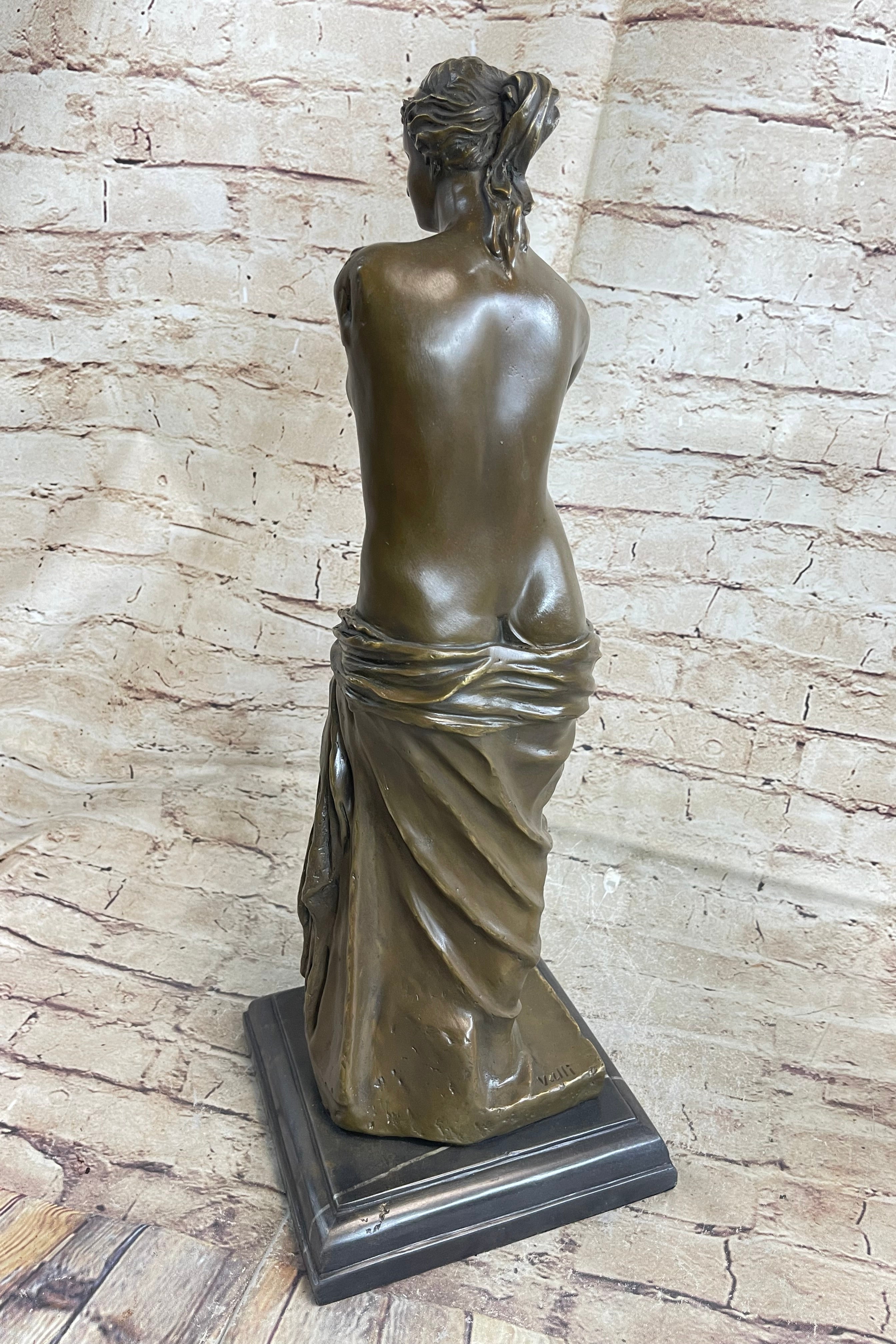 Venus De Milo Nude Ancient Greek Sculpture Figure on Marble Base