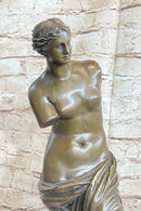 Venus De Milo Nude Ancient Greek Sculpture Figure on Marble Base
