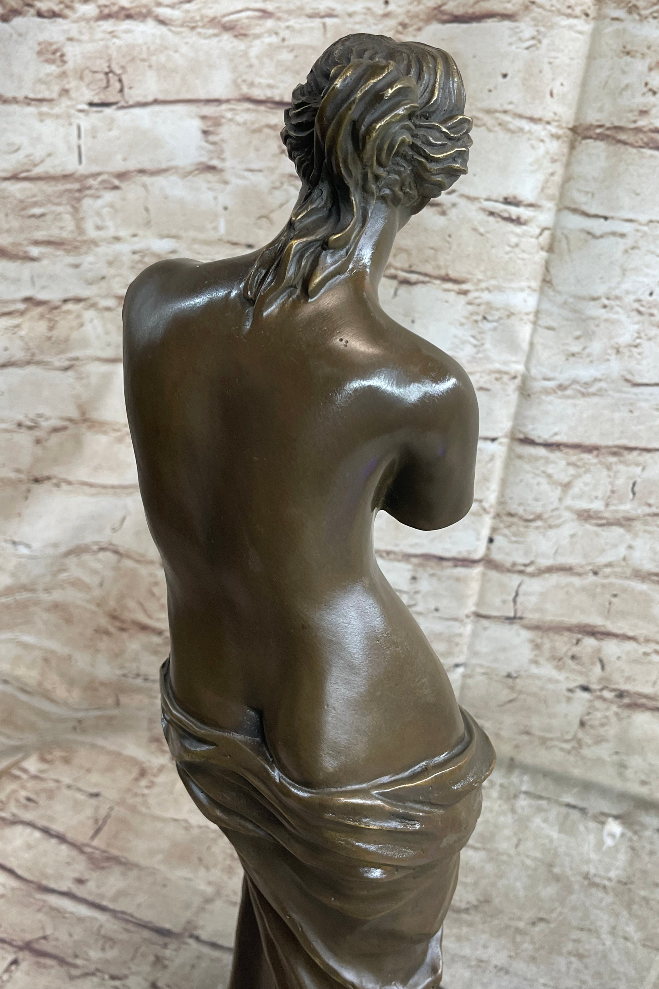 Venus De Milo Nude Ancient Greek Sculpture Figure on Marble Base